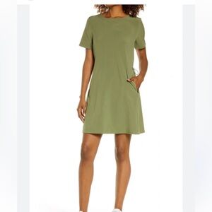 ZELLA Cinch Side Dress In Olive Branch